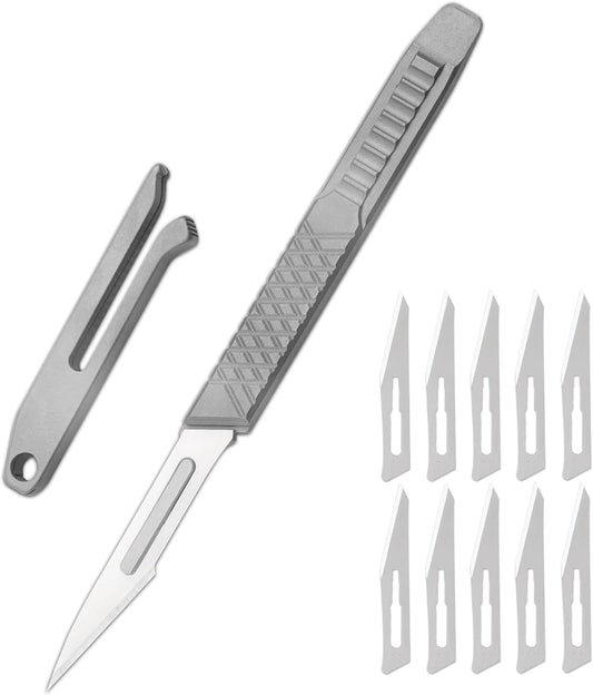 Titanium Pocket Scalpel Utility Knife, Pry Bar, EDC Multi-Tool