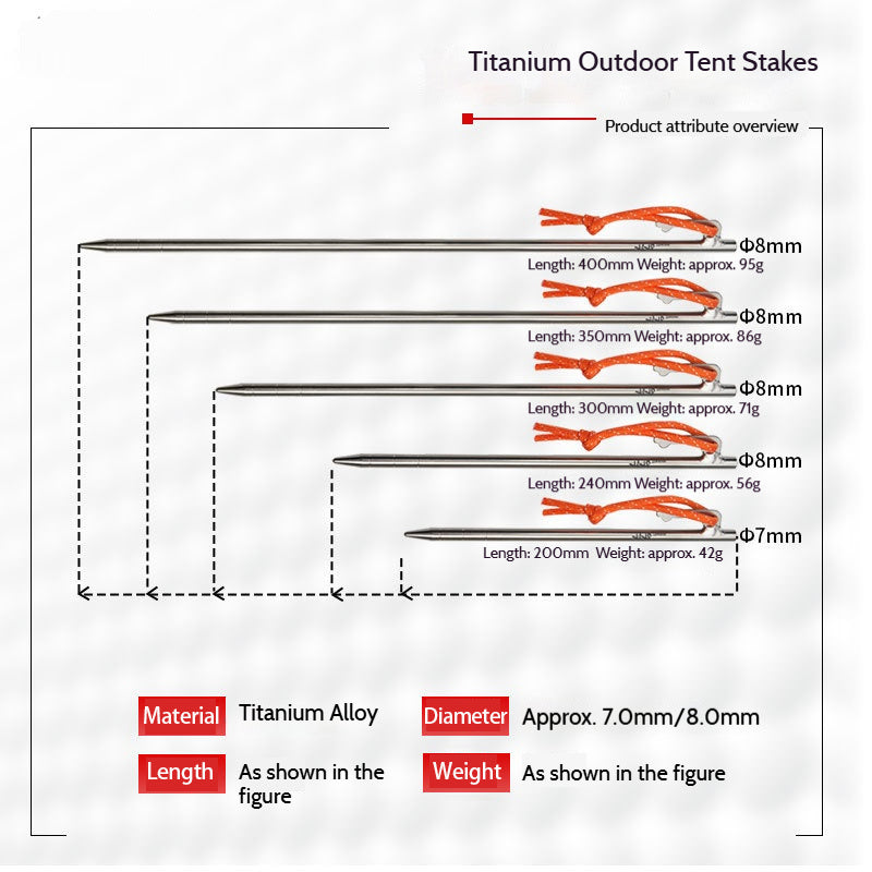 Titanium Tent Pegs Stakes Lightweight Snowfield Grassland Heavy Duty Tent Nails for Outdoor Camping Hiking