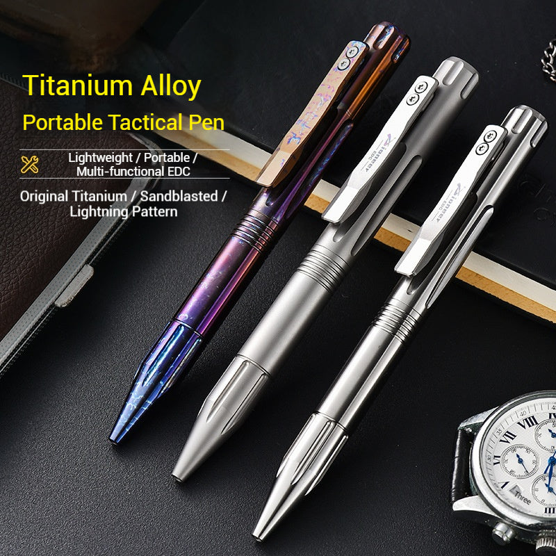 Titanium Bolt Action Pen Ballpoint Pen Writing Pen with Pocket Clip Refillable Compact Size