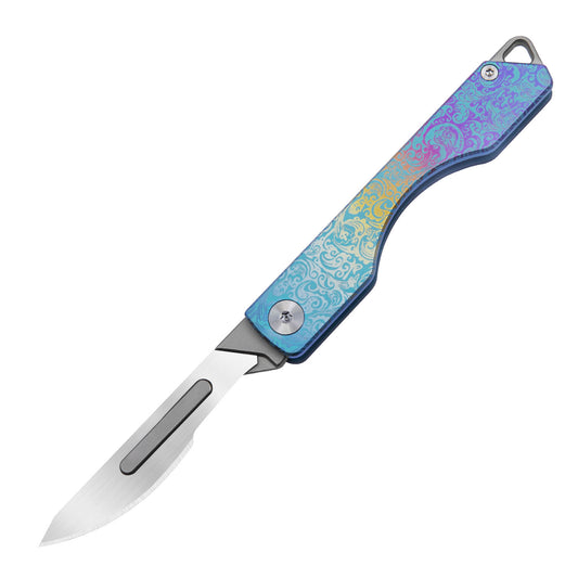 Titanium Folding Scalpel Pocket Knife, Small Compact Slipjoint EDC Keychain Utility Knife