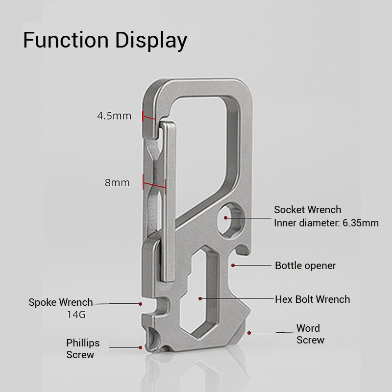 Titanium Carabiner Clip, Multitool Carabiner with Keyring, EDC Keychain with Bottle Opener and Screwdriver