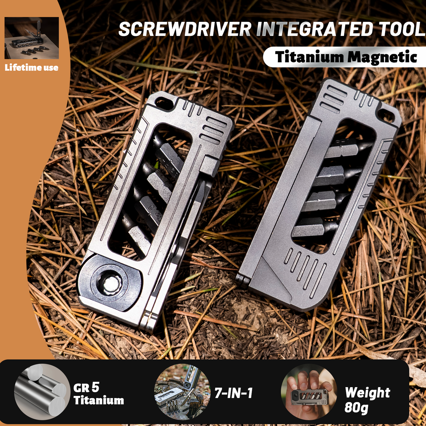 Titanium Magnetic Screwdriver Integrated Pocket Multi-Tool