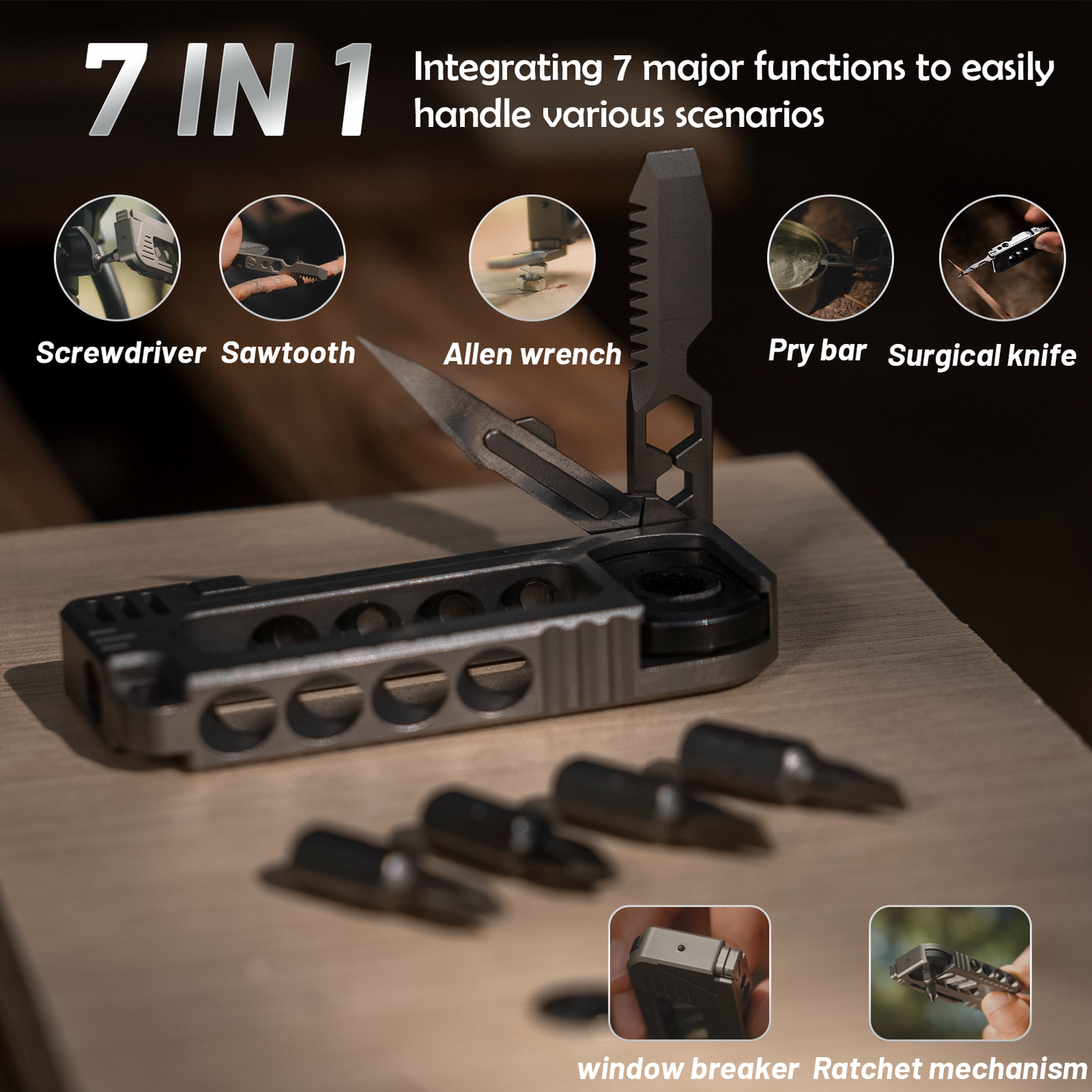 Titanium Magnetic Screwdriver Integrated Pocket Multi-Tool