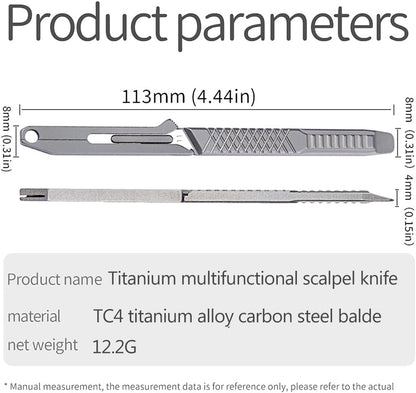 Titanium Pocket Scalpel Utility Knife, Pry Bar, EDC Multi-Tool