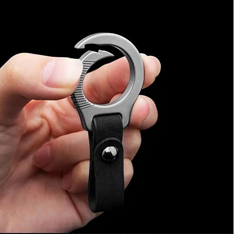 Titanium Alloy Keychain with Leather Strap, Heavy - Duty Quick Release Key Ring, Durable EDC Key Organizer