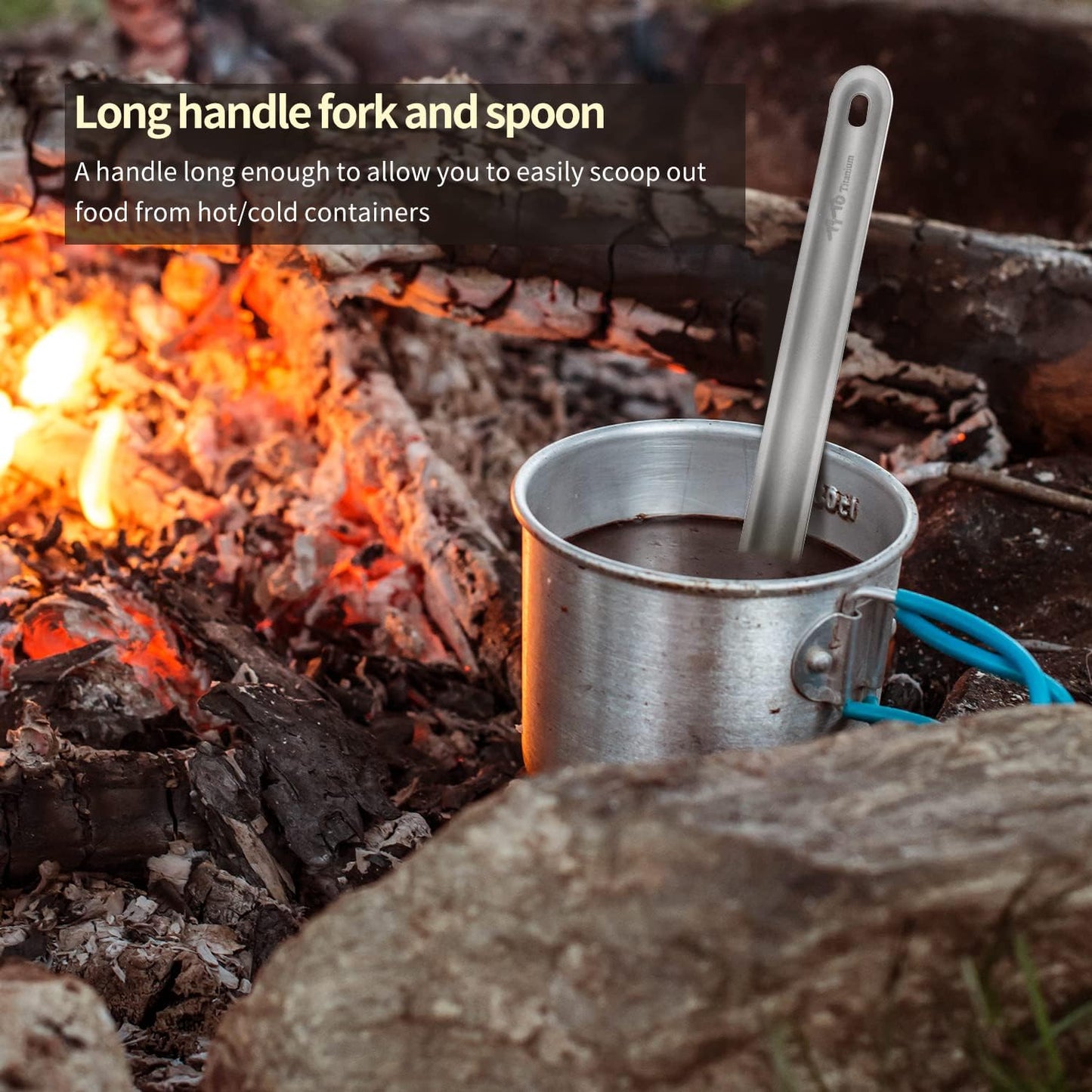 Titanium Long Handle Spork and Spoon