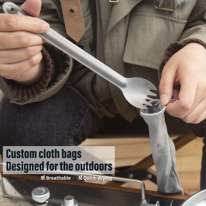 Titanium Long Handle Spork and Spoon