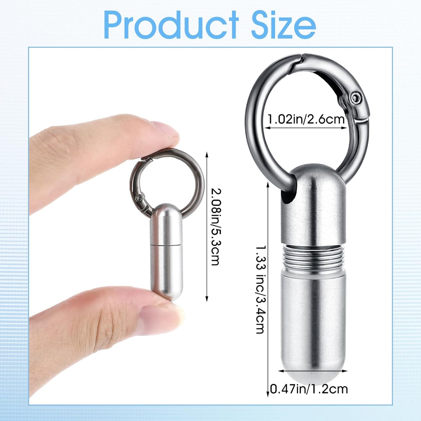 Titanium Pill Holder Keychain, Waterproof Mini Pill Container for Emergency Medicine