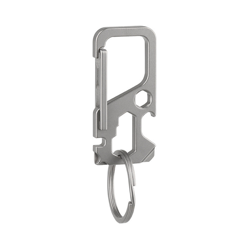 Titanium Carabiner Clip, Multitool Carabiner with Keyring, EDC Keychain with Bottle Opener and Screwdriver