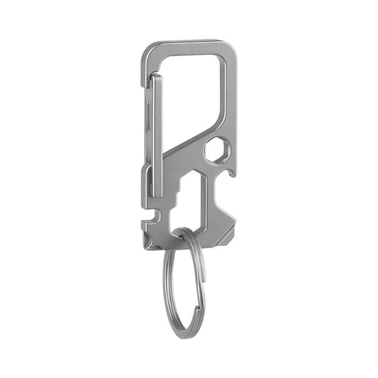 Titanium Carabiner Clip, Multitool Carabiner with Keyring, EDC Keychain with Bottle Opener and Screwdriver