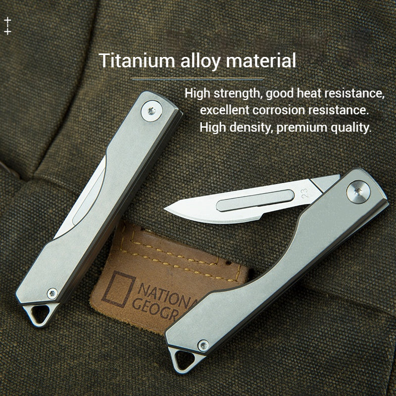 Titanium Folding Scalpel Pocket Knife, Small Compact Slipjoint EDC Keychain Utility Knife