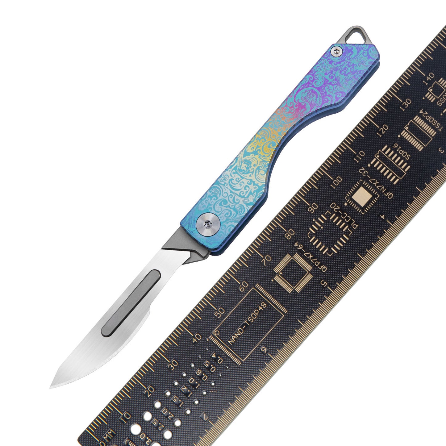Titanium Folding Scalpel Pocket Knife, Small Compact Slipjoint EDC Keychain Utility Knife