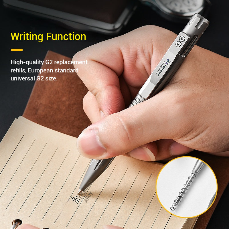 Titanium Bolt Action Pen Ballpoint Pen Writing Pen with Pocket Clip Refillable Compact Size