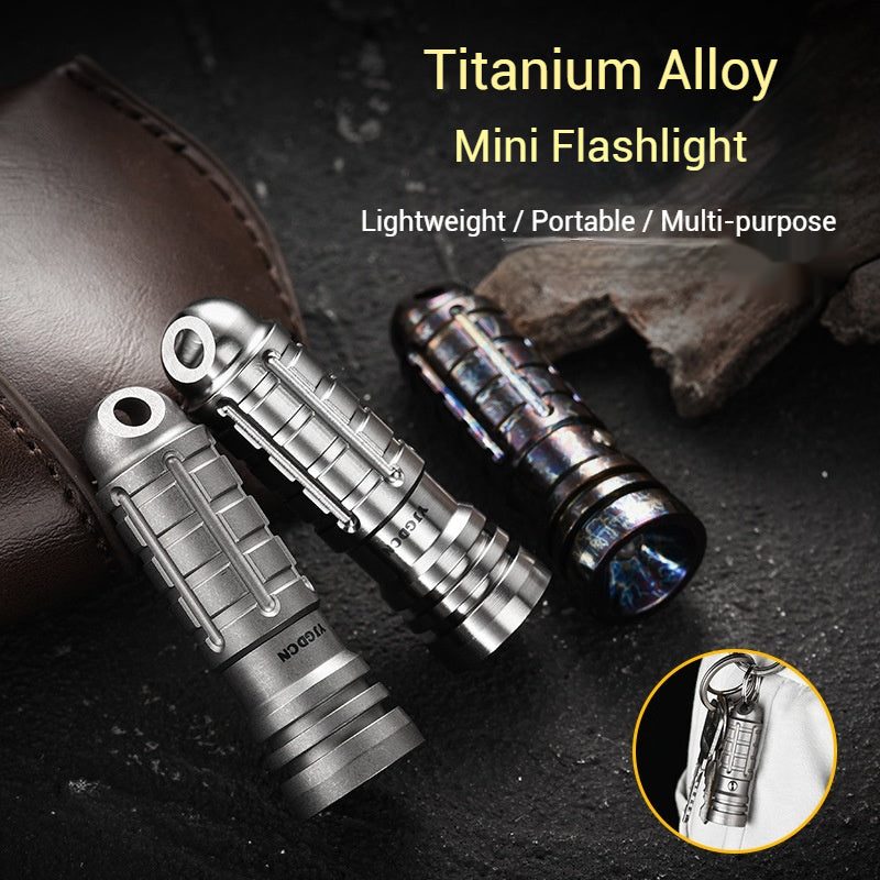 Titanium Multifunctional LED Lamp, Lightweight Outdoor EDC Keychain, Mini Flashlight