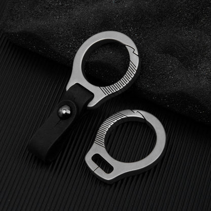 Titanium Alloy Keychain with Leather Strap, Heavy - Duty Quick Release Key Ring, Durable EDC Key Organizer