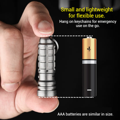 Titanium Multifunctional LED Lamp, Lightweight Outdoor EDC Keychain, Mini Flashlight
