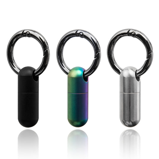 Titanium Pill Holder Keychain, Waterproof Mini Pill Container for Emergency Medicine