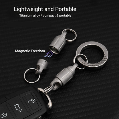 Titanium Quick Release Keychain, Magnetic Keychain For Car Keys-360 ° Rotatable