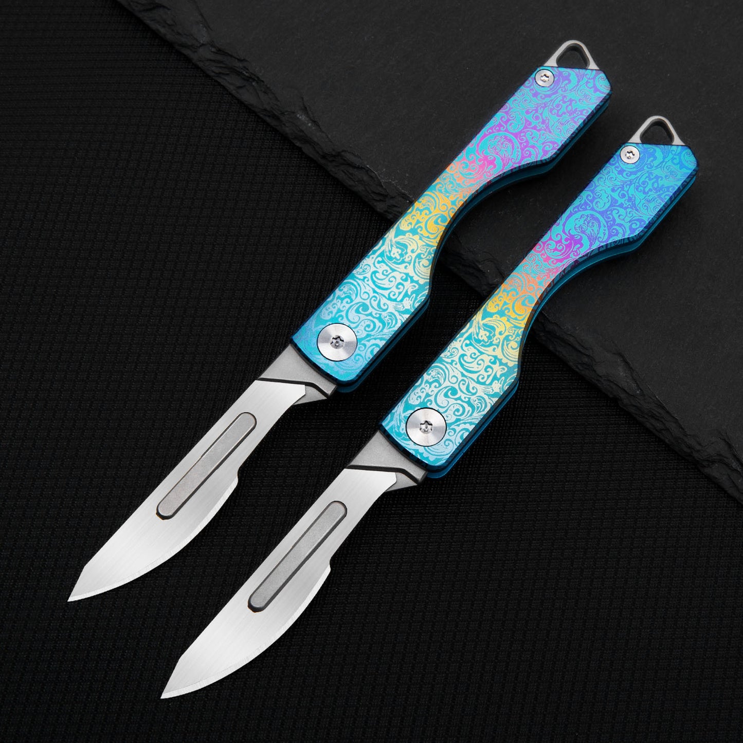 Titanium Folding Scalpel Pocket Knife, Small Compact Slipjoint EDC Keychain Utility Knife