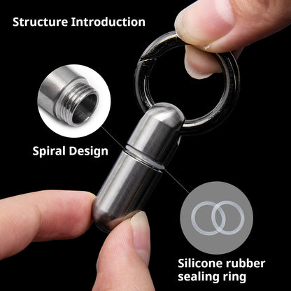 Titanium Pill Holder Keychain, Waterproof Mini Pill Container for Emergency Medicine