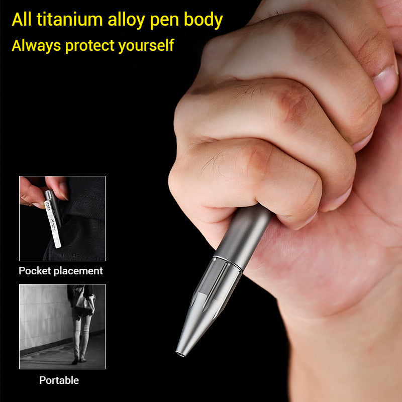 Titanium Bolt Action Pen Ballpoint Pen Writing Pen with Pocket Clip Refillable Compact Size