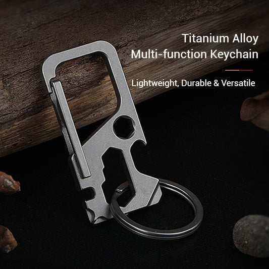 Titanium Carabiner Clip, Multitool Carabiner with Keyring, EDC Keychain with Bottle Opener and Screwdriver