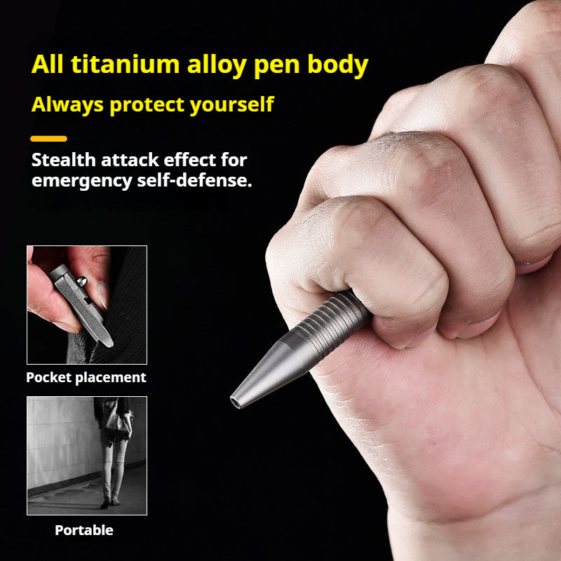 Titanium Alloy Bolt Action Pen, Slim Lightweight EDC Pocket Tactical Pen