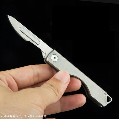 Titanium Folding Scalpel Pocket Knife, Small Compact Slipjoint EDC Keychain Utility Knife
