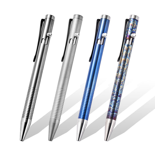 Titanium Alloy Bolt Action Pen, Slim Lightweight EDC Pocket Tactical Pen