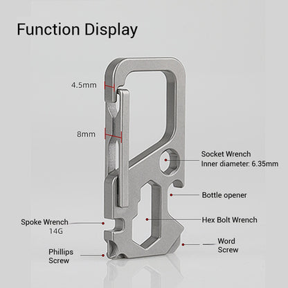 Titanium Carabiner Clip, Multitool Carabiner with Keyring, EDC Keychain with Bottle Opener and Screwdriver