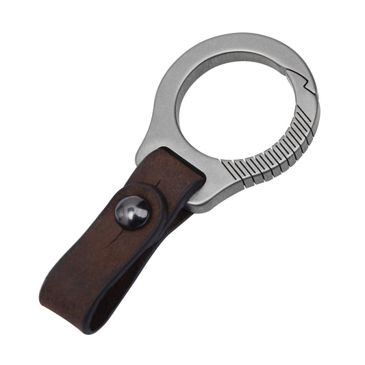 Titanium Alloy Keychain with Leather Strap, Heavy - Duty Quick Release Key Ring, Durable EDC Key Organizer