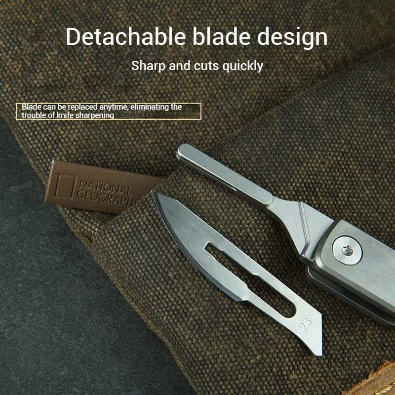 Titanium Folding Scalpel Pocket Knife, Small Compact Slipjoint EDC Keychain Utility Knife