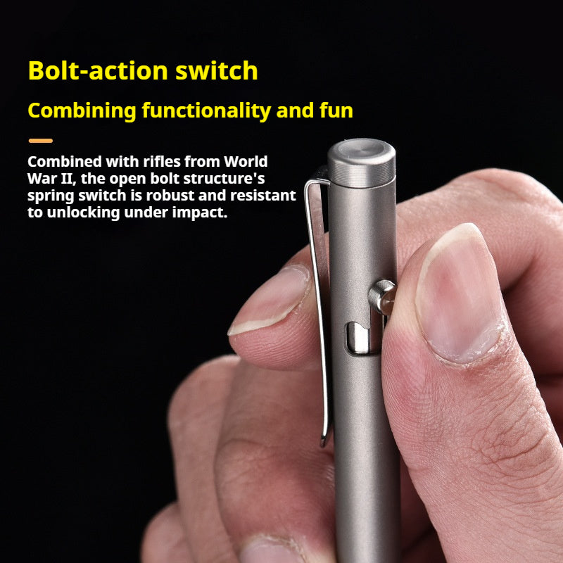 Titanium Alloy Bolt Action Pen, Slim Lightweight EDC Pocket Tactical Pen