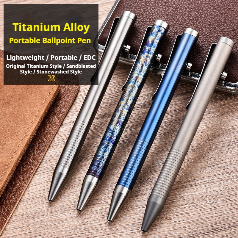 Titanium Alloy Bolt Action Pen, Slim Lightweight EDC Pocket Tactical Pen