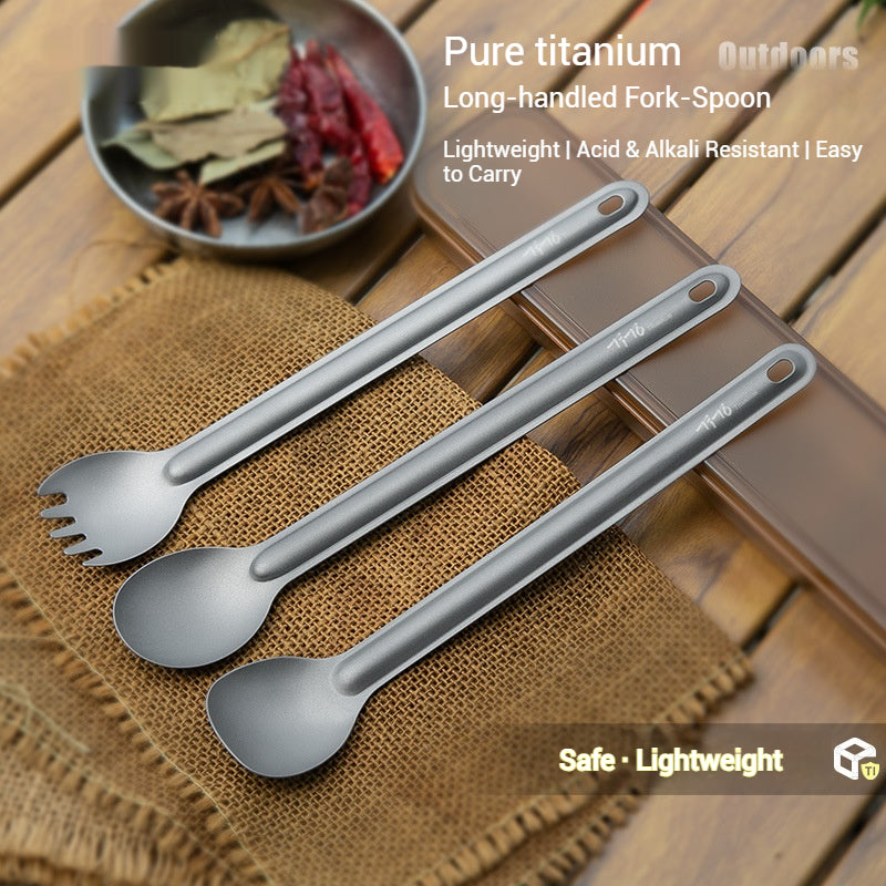 Titanium Long Handle Spork and Spoon