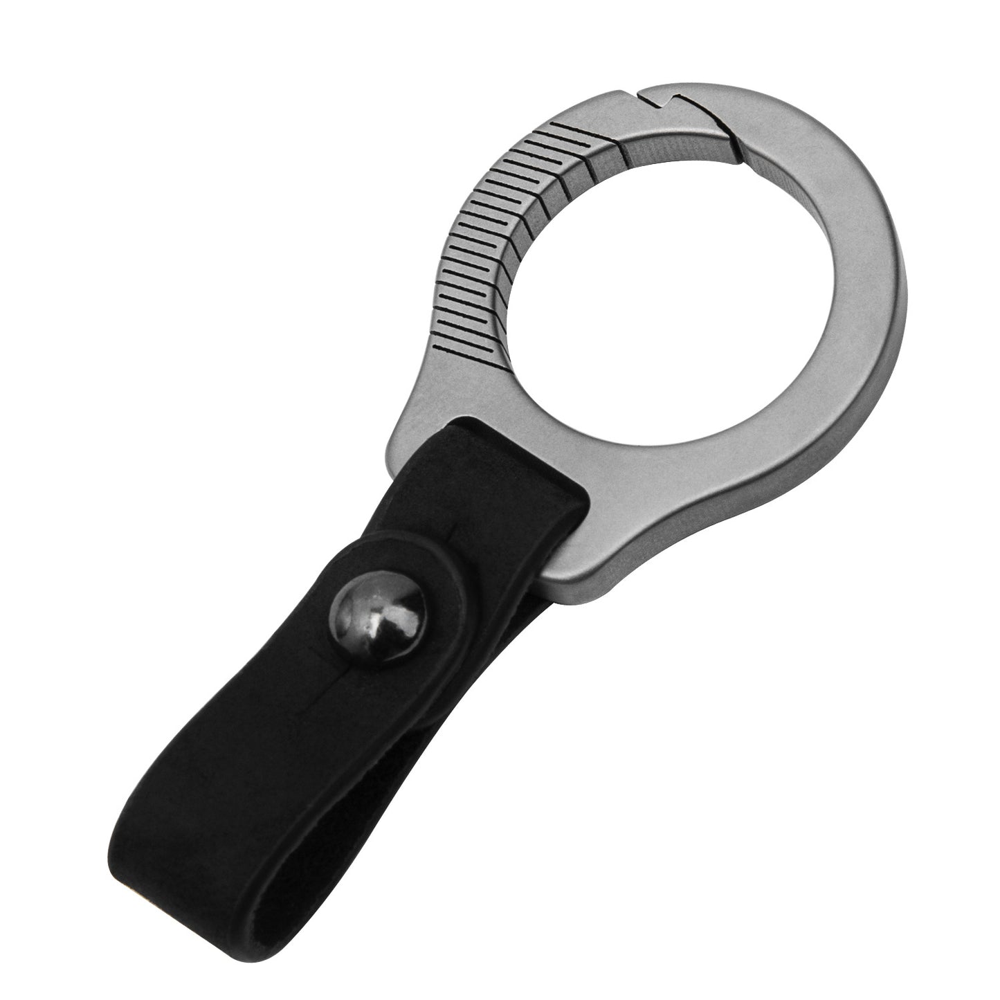 Titanium Alloy Keychain with Leather Strap, Heavy - Duty Quick Release Key Ring, Durable EDC Key Organizer