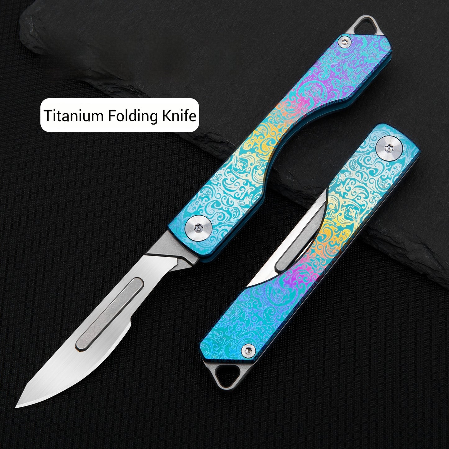Titanium Folding Scalpel Pocket Knife, Small Compact Slipjoint EDC Keychain Utility Knife